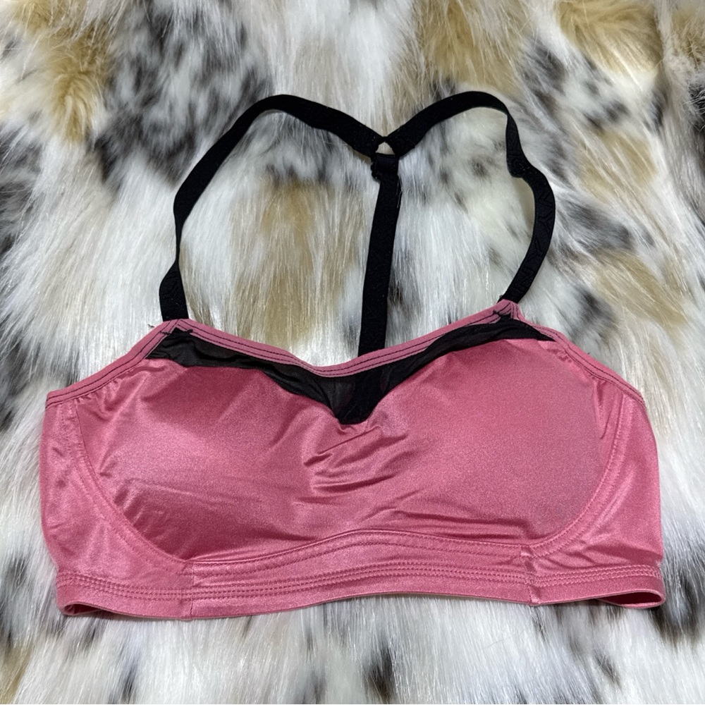 DKNY Rose Pink Sports Bra with Black Straps